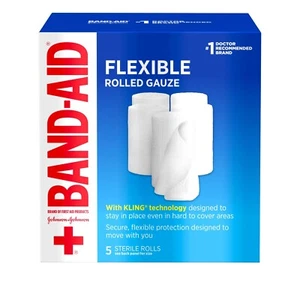 Band-Aid Flexible Rolled Gauze , 5 Rolls (3 Inch) - Picture 1 of 1