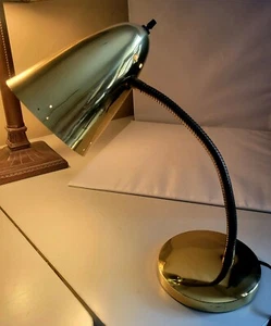 Mid Century Brass Gooseneck Desk Lamp - Picture 1 of 6