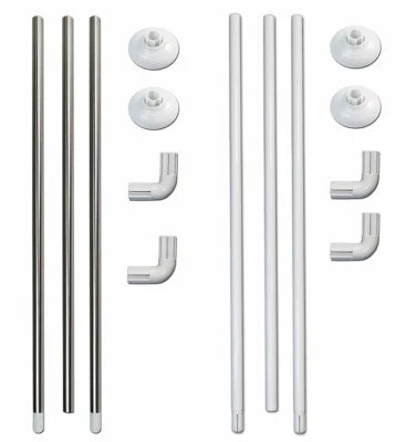 Bastone tenda doccia regolabile aste 80cm bianco angolare bianco e argento bagno - Immagine 1 di 2