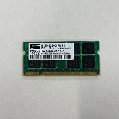 ProMOS 1GB DDR2 RAM PC2-5300 667Mhz SODIMM non-ECC Memory V916765G24QCFW-F5 - Image 1 of 3