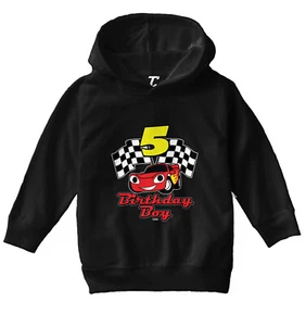 Birthday Boy Car 5 - Five Year Old Checkered Flag Racing Toddler/Youth Hoodie - Picture 1 of 12