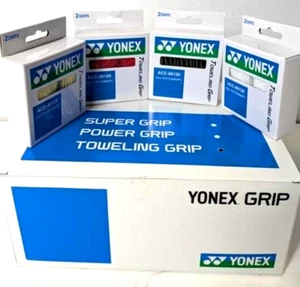 YONEX Box of 24 Toweling Grips -Yellow, Red, White, Black - 6 Sets of Each Color - Picture 1 of 6