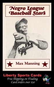 1986 Fritsch Negro League Baseball Stars #54 Max Manning Newark Eagles - Picture 1 of 2