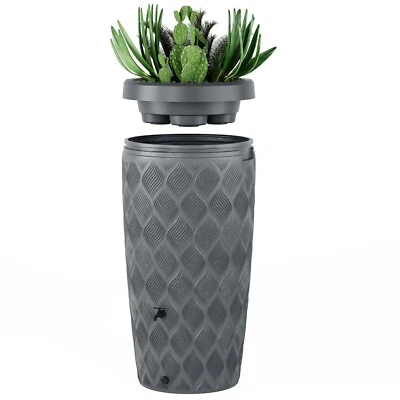 FORM-PLASTIC Regentonne-Regenfass Flow 240 Liter anthrazit Regenwassertank mit Wasserhahn