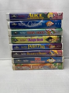 LOT OF 8 Walt Disney Classics Black Diamond VHS Tapes Animated Movies Bambi Etc - Picture 1 of 11