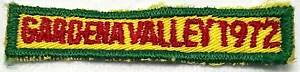 Parche de brazo de tela BSA Boy Scouts of America 1972 vintage Gardena Valley California - Imagen 1 de 4
