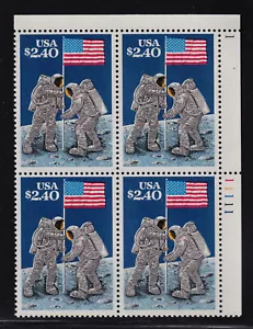 1989 Flag on the Moon $2.40 Sc 2419 MNH plate block 11111-1 UR - Picture 1 of 1