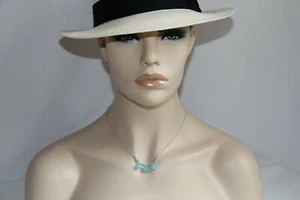 Sterling Silver Briolette Chalcedony Curved Bar Necklace - Picture 1 of 12