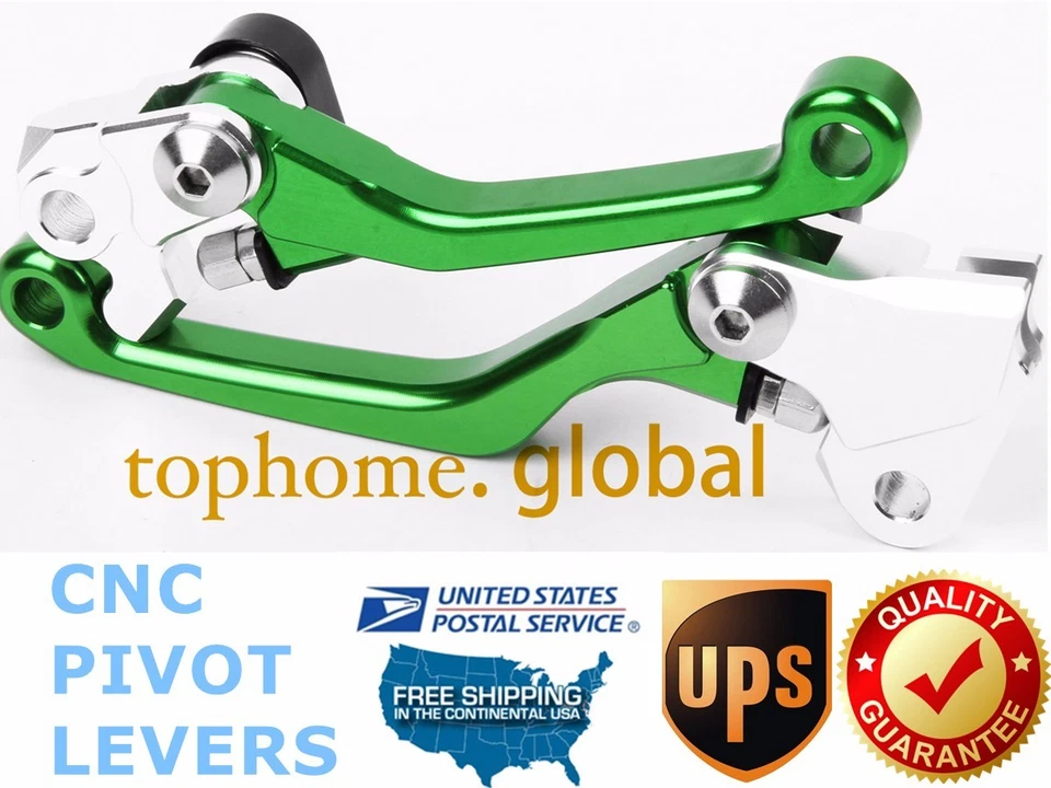 For Kawasa KX450F 2006-2012 Clutch Brake Levers CNC Pivot Green US Pair 09 10 11 - Imagem 1 de 4