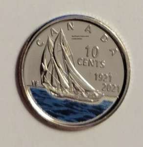 Canada 1921-2021 BU 10 cent UNC Canadian Dime from mint roll Commemorative Color - Picture 1 of 3