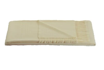 Edle Kaschmir Wohn/Reisplaid mit Fransen naturweiß Naturhaardecke 100% Cashmere - Bild 1 von 4
