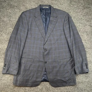 Men’s Canali Blue 100% Wool Glen Plaid Blazer Coat Jacket US 50 (Measures 48) - Picture 1 of 16