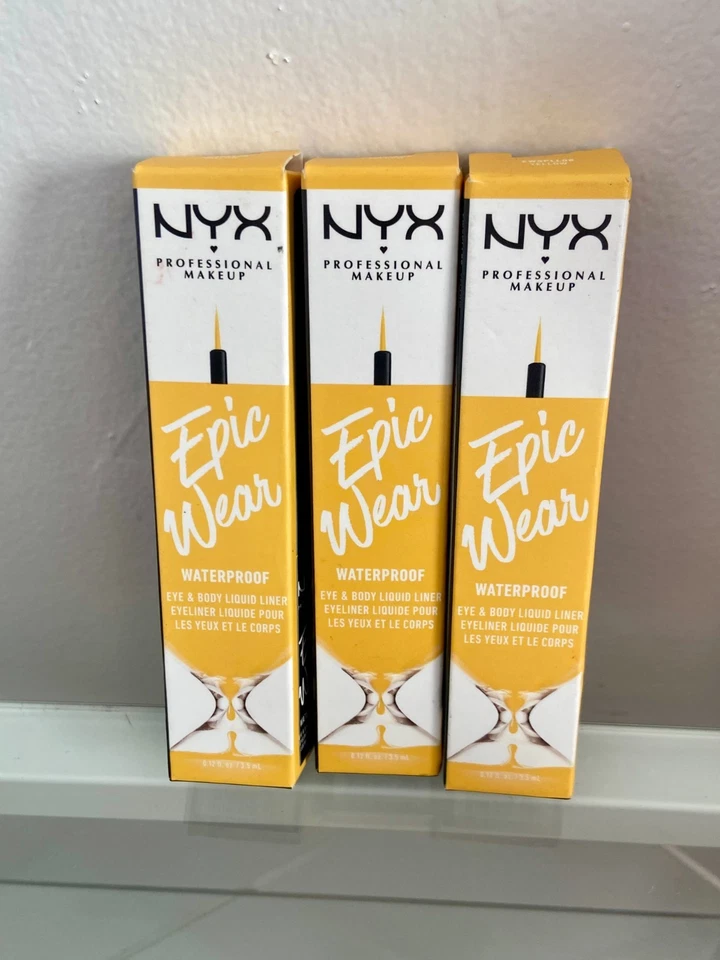 PACK 3 delineadores líquidos mate NYX Epic Wear - delineador de ojos amarillo impermeable Foto 1 de 4