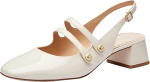 Coach Winley Mary Jane Slingback Pumps Women's Size 11 Chalk Patent Leather - Picture 1 of 6