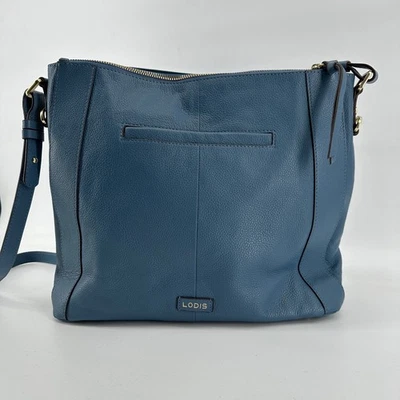 Bolso Bandolera Azul Hobo Aviva Doble Cremallera Cuero Guijarro LODIS Azul A644458 Foto 1 de 4