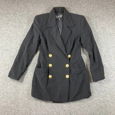 Vintage Ellen Tracy Double Breasted Blazer Jacket Womens 4 Black Gold Buttons - Image 1 of 4