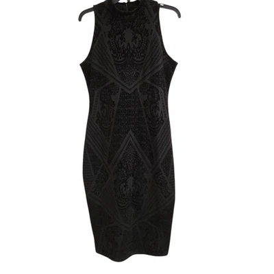 Vestido Bar III Mujer Talla L Negro Terciopelo Burnout Midi Sin Mangas Bodycon  Foto 1 de 4