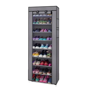 10 Tier Cabinet Storage Organiser Shoe Rack Stand Holds 27 Pairs Dustproof Grey - Picture 1 of 8
