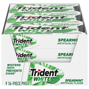 Chicle Trident White menta verde sin azúcar, 9 16 unidades (paquete de 9), - Imagen 1 de 20