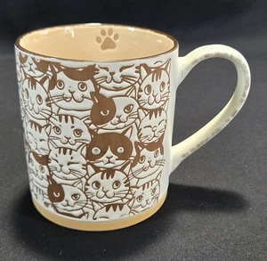 Spectrum Designz - Embossed Cat Faces Mug - Cream\Tan\Brown - EUC** - Picture 1 of 9