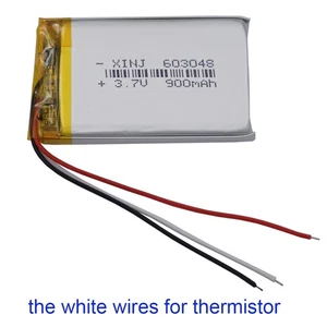3.7v 900mah Li-Polymer Rechargeable Lipo Battery 603048 NTC Thermistor 3-Wires - Picture 1 of 8