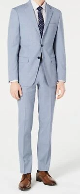 Calvin Klein Men's Blue Wool Slim Jacket, Vest & Pants Suit Size 42L 36W-30L L - Image 1 of 4