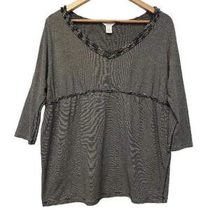Three Seasons Top Womens Maternity Medium Black White - Picture 1 of 6