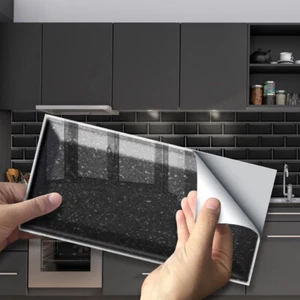 9pcs Black Urban Bricks Self-adhesive Bathroom Kitchen Wall Tile Stair Sticker - Picture 1 of 12