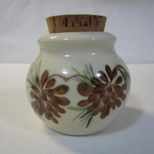 Emerson Creek Pottery Garlic Jar Pinecone Design Cork Lid 2014 Made in Virginia - Picture 1 of 6