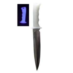 Pig Hunting Knife BLUE Glow Handle WITH LEATHER SHEATH PIG HUNTING HUNTING KNIFE - Picture 1 of 2