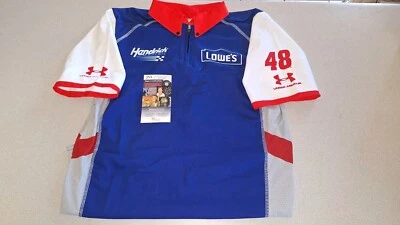 Jimmie Johnson Autographed 2015 Patriotic Lowes  Race Used Crew Shirt JSA COA  - Image 1 of 4
