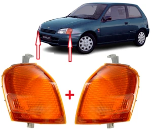 PAIR FRONT TURN INDICATOR LIGHT LAMPS SET AMBER FOR TOYOTA STARLET 1996-1999 - Picture 1 of 4