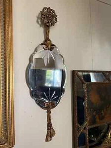 Antique French Unique Mirror Gilded Ornate Rococo Style Etched Beveled Mirror - Picture 1 of 10