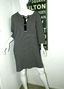 Marina Rinaldi  Sport Dress Plus Size 16  Black White Striped Coastal Grandma - Picture 1 of 12
