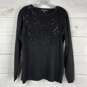 INC Concepts Sweater Womens 0X Black Sequins Pullover Knit Long Sleeve NWT - Picture 1 of 8