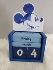Disney Mickey Mouse Perpetual Wood Blue Block Desk Office Wall Calendar Decor