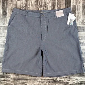 NWT Geoffrey Beene Men's Flat Front OFF THE CUFF Shorts Size 44 in Navy - Picture 1 of 3