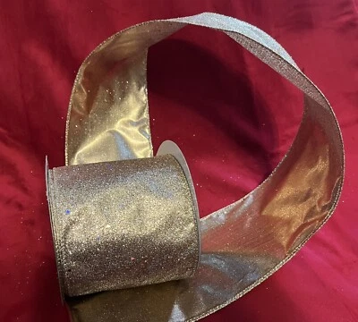 Easter Gold Sparkle Party Time  RIBBON, 4”Wx10yard - Image 1 of 4