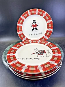 MIKASA Studio Nova's SANTA'S Little Helpers Plates (4) Dessert Salad Graphics - Picture 1 of 5