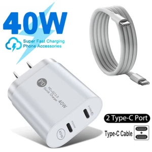 40W Dual Ports Fast Charging Block For Samsung S24 S23 S22 Ultra S21 Plus S10 S9 - Picture 1 of 20