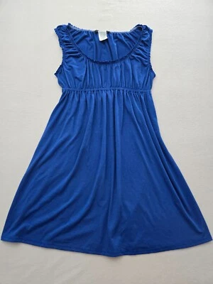 Just For Wraps Fit & Flare Dress Large Blue Elastic Waist Sleeveless Scoop Neck - Image 1 of 4