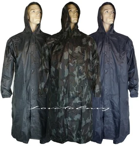 Mens Waterproof Rain Jacket Coat LONG Anorak Army Work Outdoor Fishing Mac Coat. - Picture 1 of 11