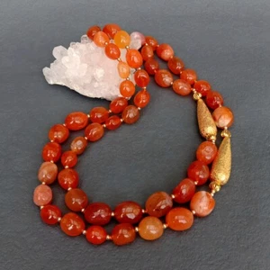 20" 2 Strands Agate Gold Plated Brushed Beads Necklace Collier Jewelry Chic Gift - Picture 1 of 5