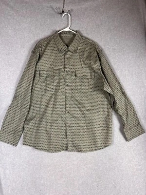 Clearwater 衬衫男式 XXL 绿色垂钓者通风钓鱼翻盖口袋纽扣 — 第 1/4 张图片