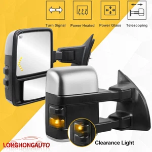 For 08-16 Ford F250 F350 Super Duty Chrome Power Heated Smoke Signal Tow Mirrors - Foto 1 di 12