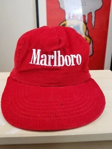 VINTAGE 80' MARLBORO CIGARETTE PROMO RED CODUROY SNAPBACK HAT - Picture 1 of 6