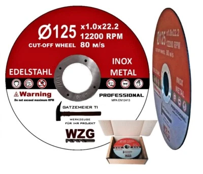 WZ-GATZE 25 Stück Trennscheibe 1,0 x 125mm Edelstahl Stahl WZG Trennscheiben für Flex