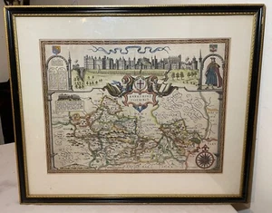 Rare Original antique hand colored European Map Berkshire 1611 John Speed 2sided - Picture 1 of 19