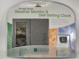 Oregon Scientific Weather Monitor Self Setting Clock Indoor Outdoor Temperature