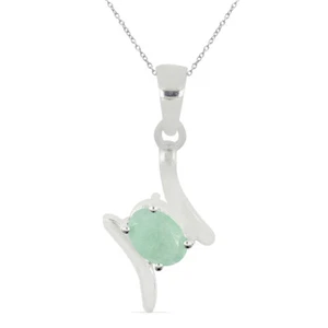 0,72 Carat Smaragd Anhänger 925 Silber Collier Kette Smaragdanhänger - Bild 1 von 11